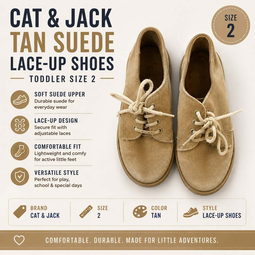 Cat & Jack Tan Suede Lace-Up Shoes Toddler Size 2